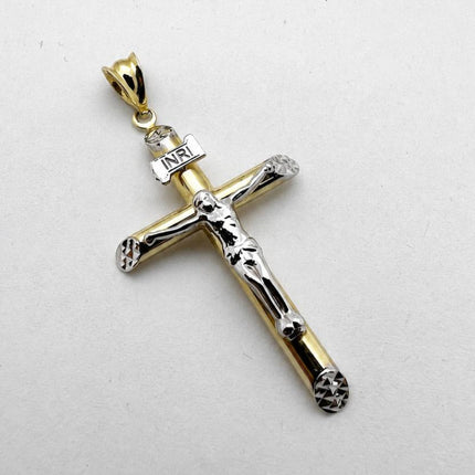 #D10278 - Dije De Crucifijo De Oro 10k Con Rodio - H117/1.1