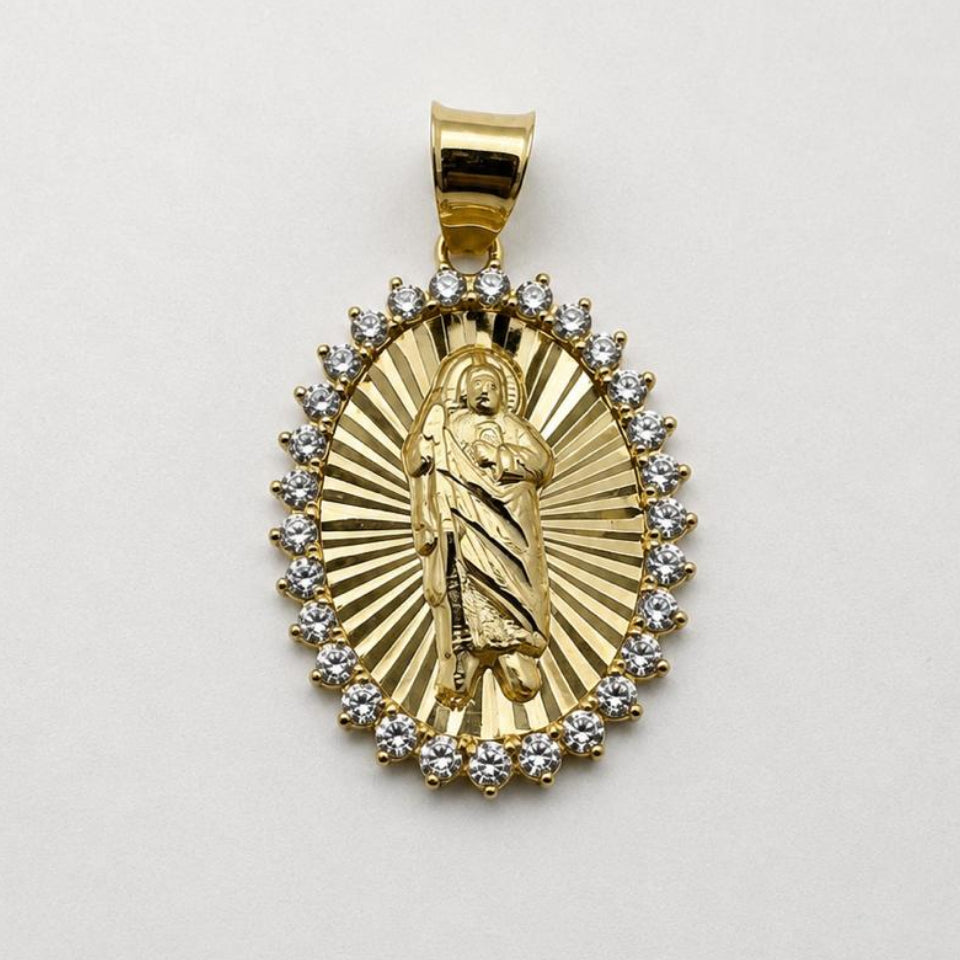 #D10261 - Dije San Judas Ovalado De Plata .925 - I05/1.3