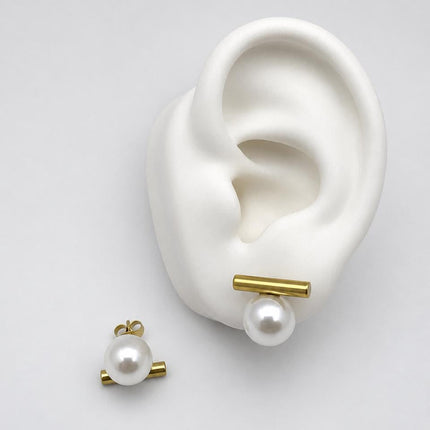 BOL142 - Broquel Con Perla Sintetica De Oro Laminado 18k - LB025/