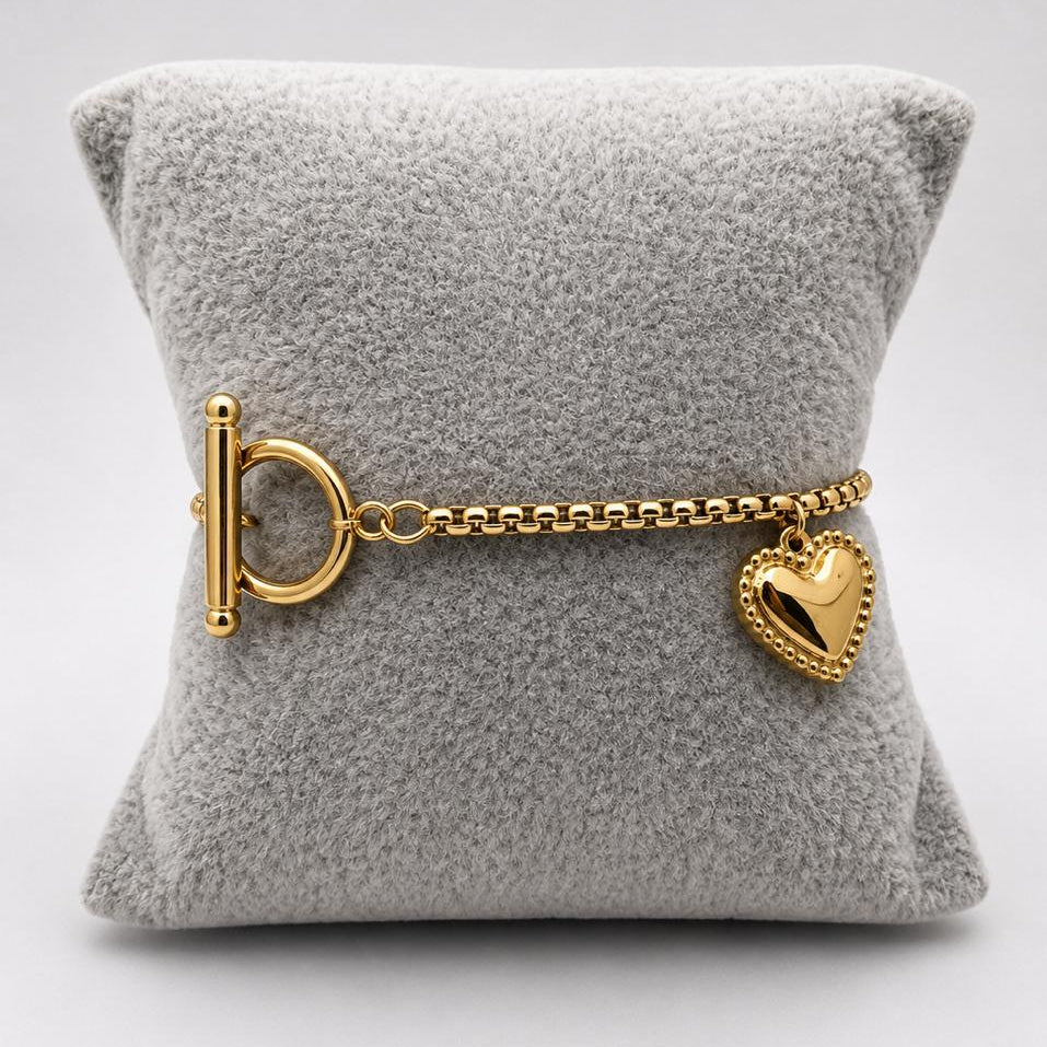 PAL236 - Pulsera De Corazón De Acero Laminado 18k - LB030/