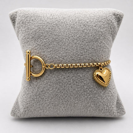 PAL236 - Pulsera De Corazón De Acero Laminado 18k - LB030/
