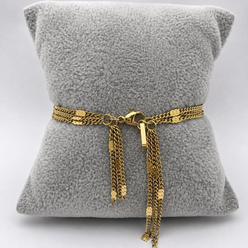 PAL238 - Pulsera Triple De Acero Laminado 18k - LB030/