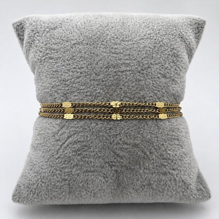 PAL238 - Pulsera Triple De Acero Laminado 18k - LB030/