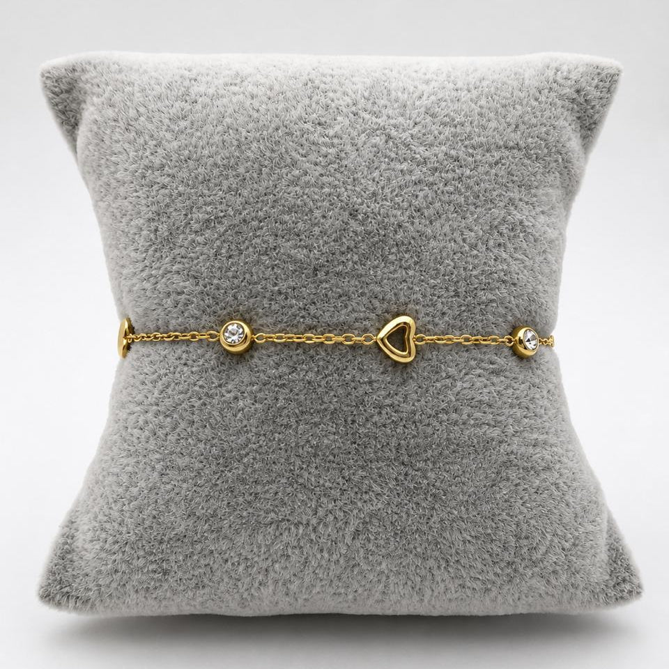 PAL244 - Pulsera De Corazones De Oro Laminado 18k - LB030/