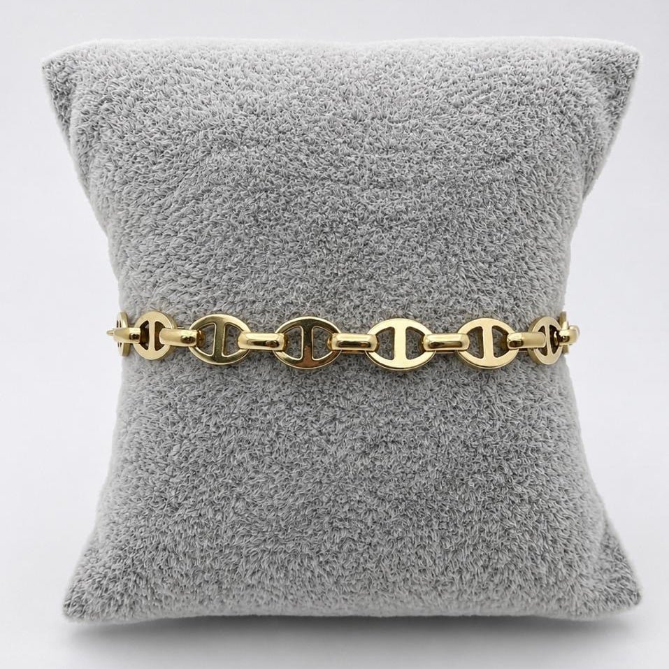 PAL233 - Pulsera Tejido Marinera De Acero Laminado 18k - LB025/