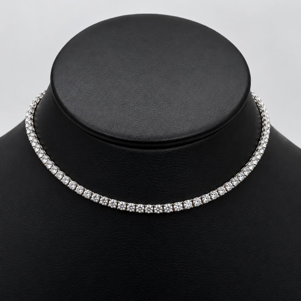 #CAD245 - Cadena Tipo Tenis Con Piedra Zirconia Plata - 100 - 3 mm - C16/25.9