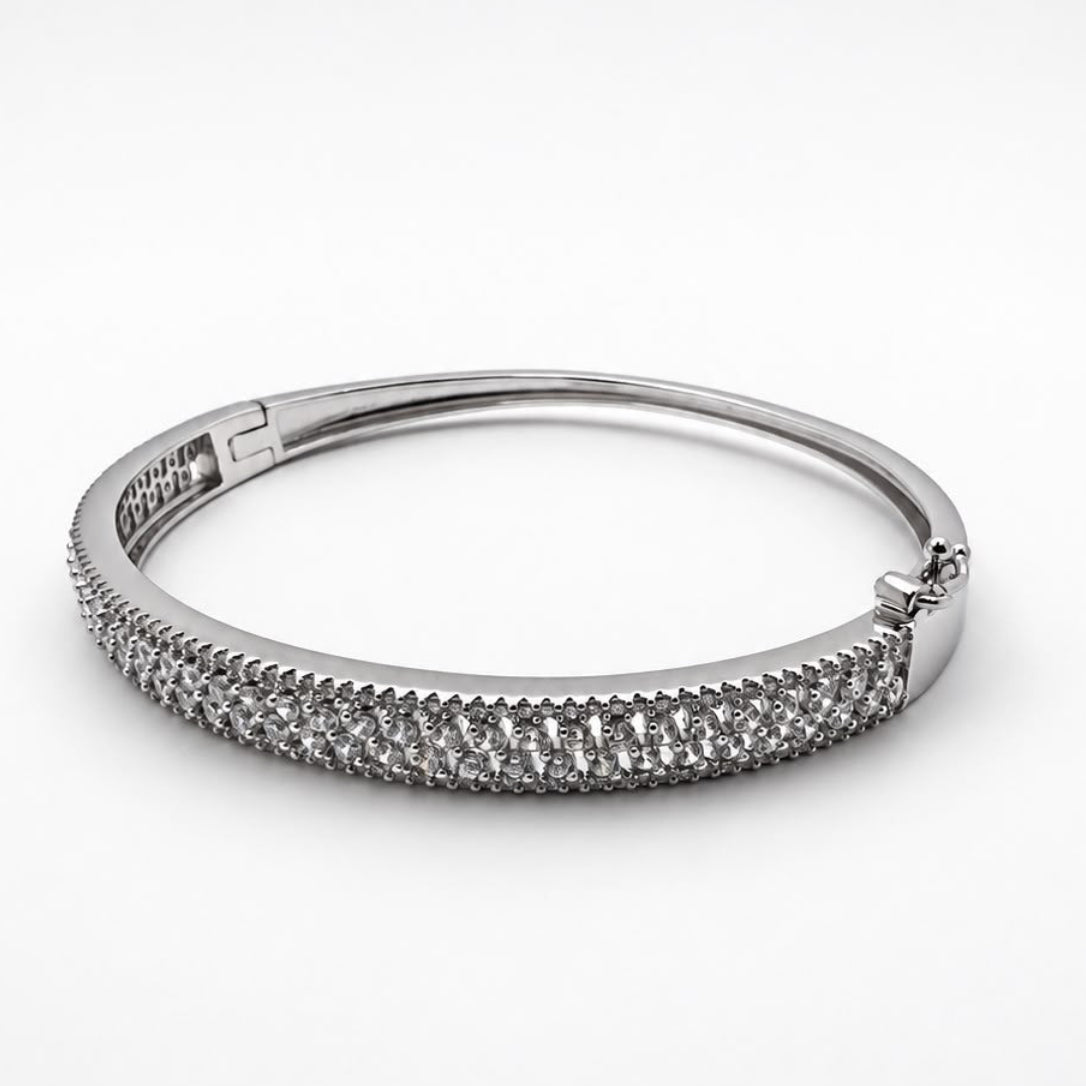 #AO126 - Pulsera Rígida Con Piedra Zirconia De Plata .925 - C30/13.5