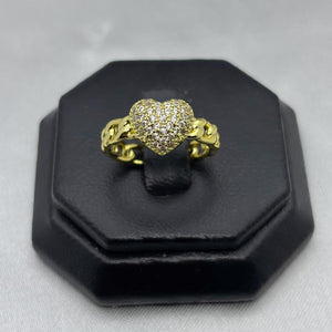 #AOL146 - Anillo Ajustable Corazón Con Zirconia Oro Laminado 18K - LA030/