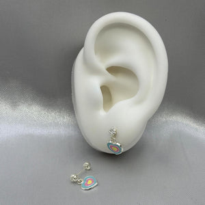 #BR304 - Broquel Corazón Esmaltado Y Piedra Zirconia Plata - F44/