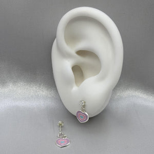 #BR304 - Broquel Corazón Esmaltado Y Piedra Zirconia Plata - F44/