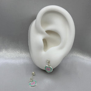 #BR304 - Broquel Corazón Esmaltado Y Piedra Zirconia Plata - F44/