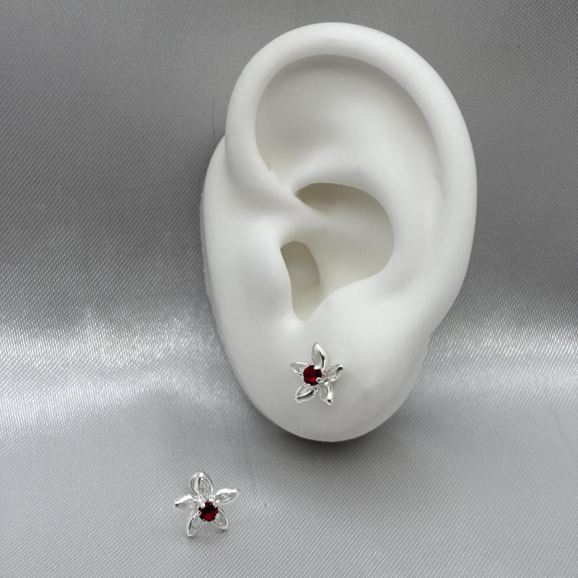 #BR309 - Broquel Flor Con Piedra Zirconia Plata - F72/