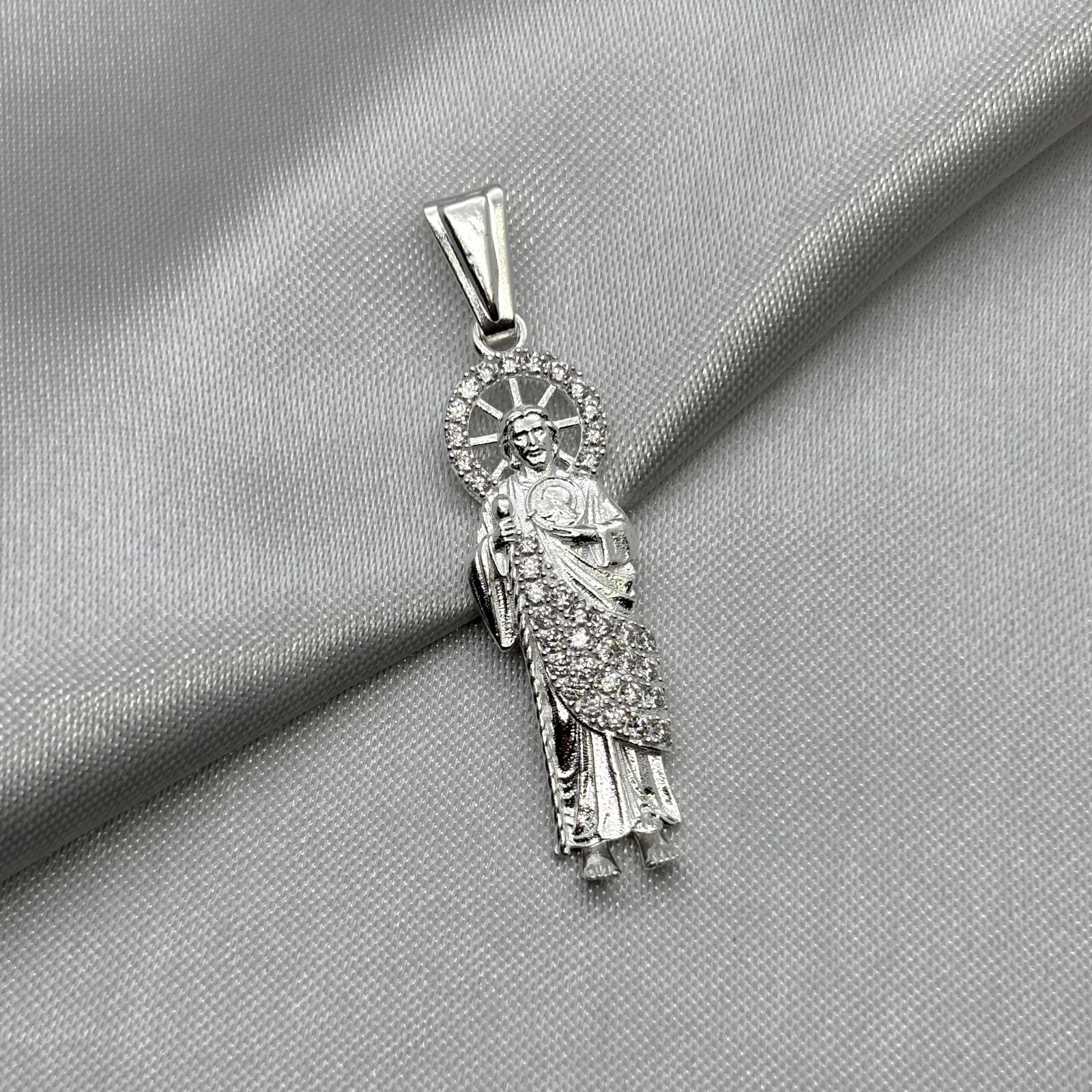 #D619 - Dije San Judas Tadeo Con Zirconia Plata - A09/3.3