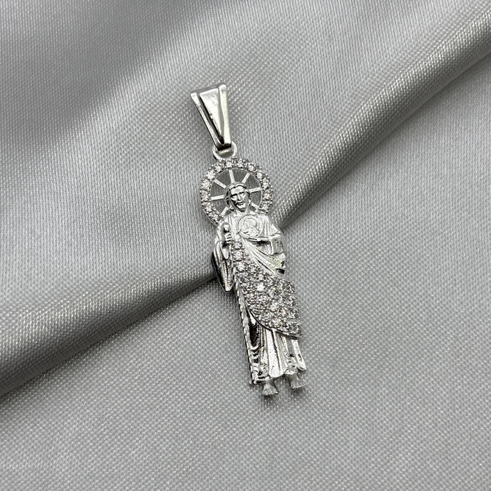 #D619 - Dije San Judas Tadeo Con Zirconia Plata - A09/3.3