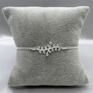 #PA489 - Pulsera Hoja Paripinada Con Zirconia Plata - A09/2.9