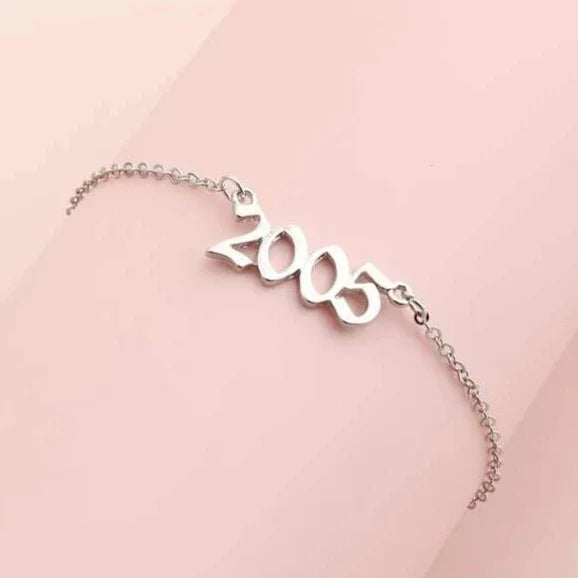 #HE111 - Tobillera O Pulsera Con Fecha/Año De Nacimiento o Letras