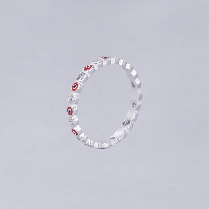 #AD118 - Anillo Churumbela De Ojo Turco Con Zirconia Plata - B08/1.8