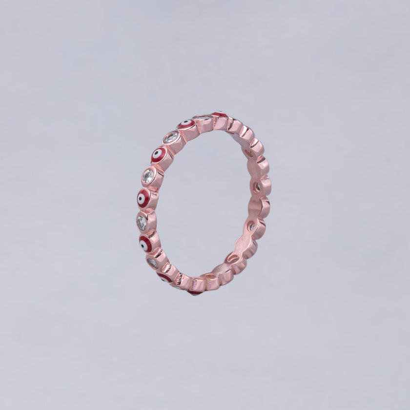 #AD118 - Anillo Churumbela De Ojo Turco Con Zirconia Plata - B08/1.8