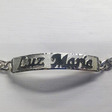 #HE104 - Nombre/Letra Sobre Puesto Personalizado De Plata 925 En Esclava (La Esclava Se Vende Por Separado) - DE020/ - DE028/