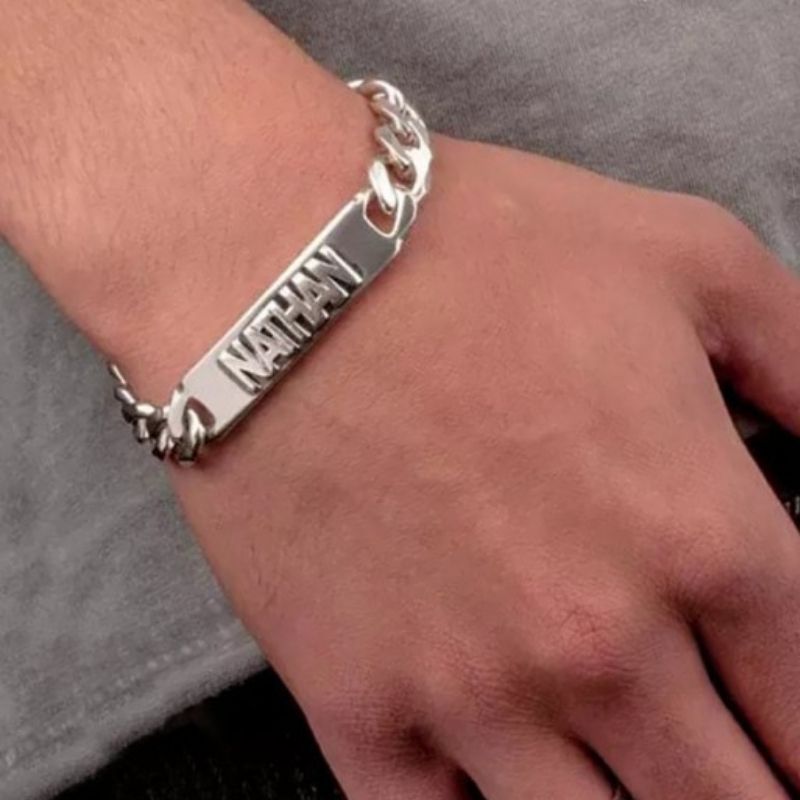 #HE104 - Nombre/Letra Sobre Puesto Personalizado De Plata 925 En Esclava (La Esclava Se Vende Por Separado) - DE020/ - DE028/