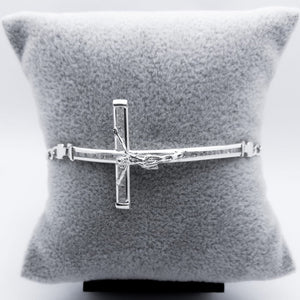 #PA248 - Pulsera De Cruz/Crucifijo/Cristo Piedra Zirconia Plata - A09/7.0