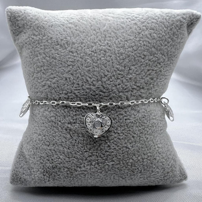 #PA252 - Pulsera De Corazones De Plata Con Piedra Zirconia - A18/3.3