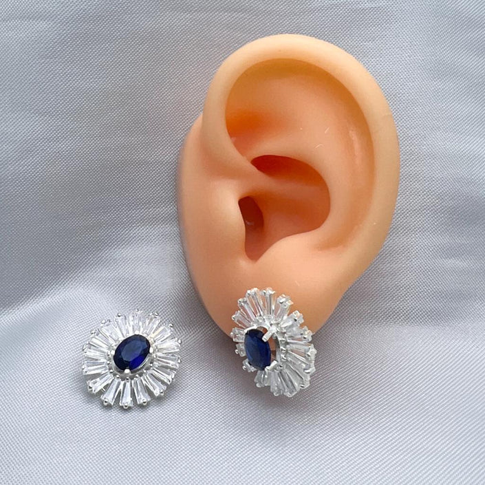 #AR166 - Aretes Flor Con Piedras - ZC8.0