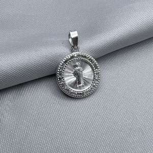 #D565 - Dije De San Judas Tadeo Circular Con Piedra Zirconia Plata - F1.3